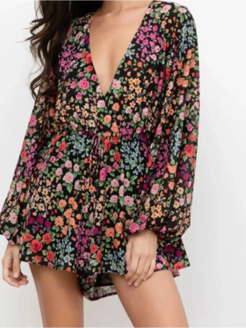 Yumi Kim Naomi Romper in Black Floral Size Small